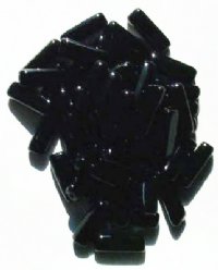 50 5x15mm Opaque Black Glass Rectangle Beads